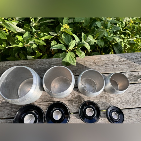 Vintage  Flour, Sugar, Coffee and Tea KROMEX Spun Aluminum Kitchen Cannisters - Picture 4 of 7